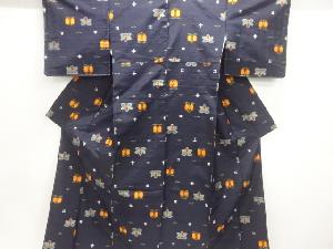 未使用品　遠州椿模様織出し手織り節紬着物